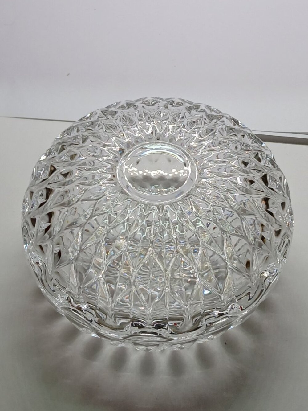 Vintage Cristal France 24% Lead Crystal Round Trinket Box or Dish